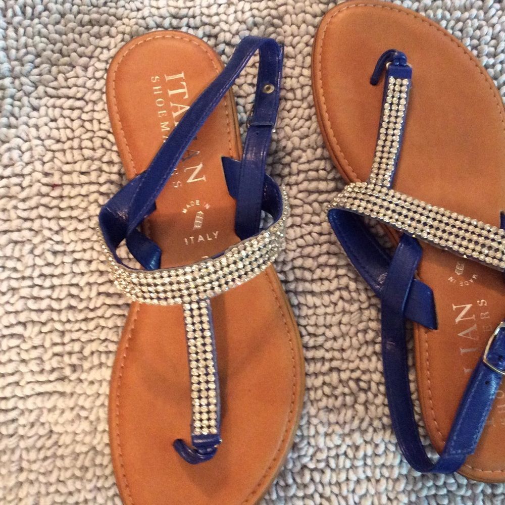 Italian shoemaker blue / bling sandals size 7